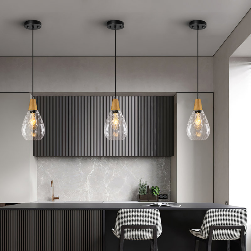 Luminaire suspendu moderne en verre pour îlot de cuisine avec îlot de cuisine E26, Clair
