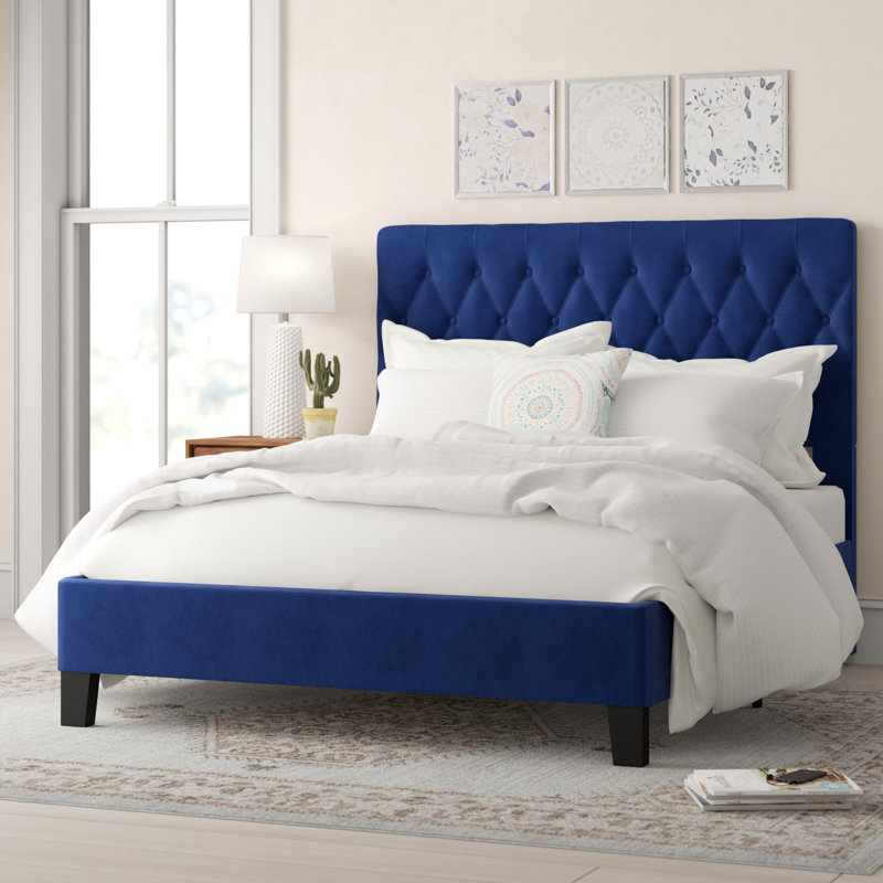 Kayden Upholstered Standard Bed, Navy, California King