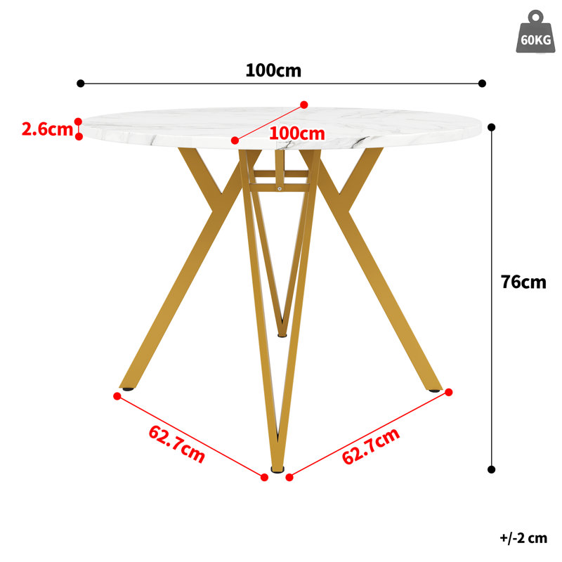 100 Cm Round Dining Table With Legs, Yellow