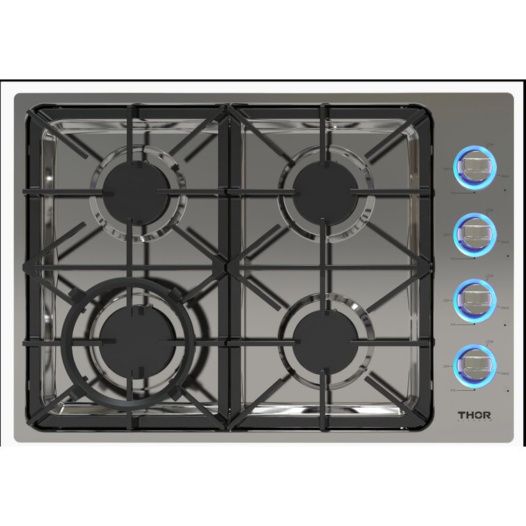 Thor Kitchen 30 Inch Professional Drop-in Gas Cooktop With Four Burners In Stainless Steel 4H X 21W X 30D