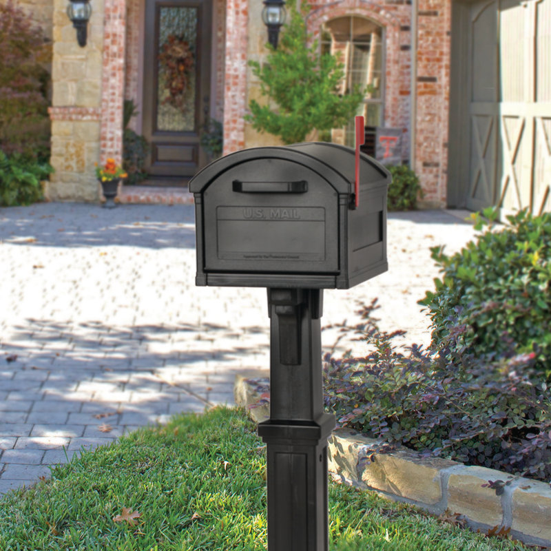 Grand Haven Plastic Mailbox Post, Black