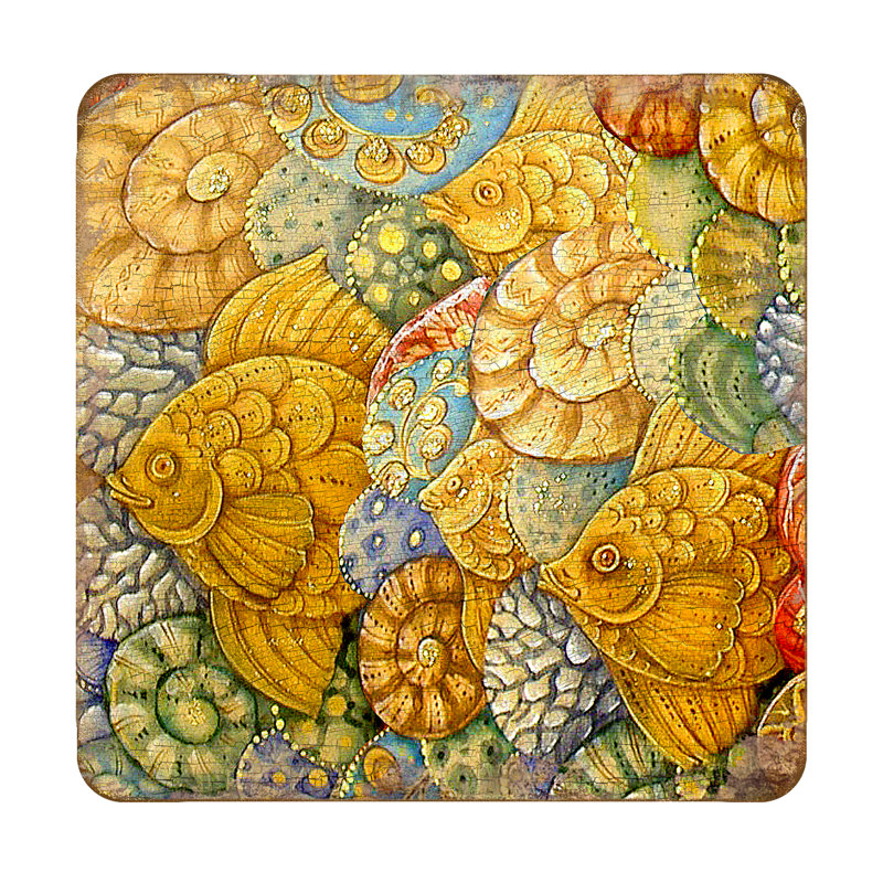 Wood Square 4 Piece Coaster Set