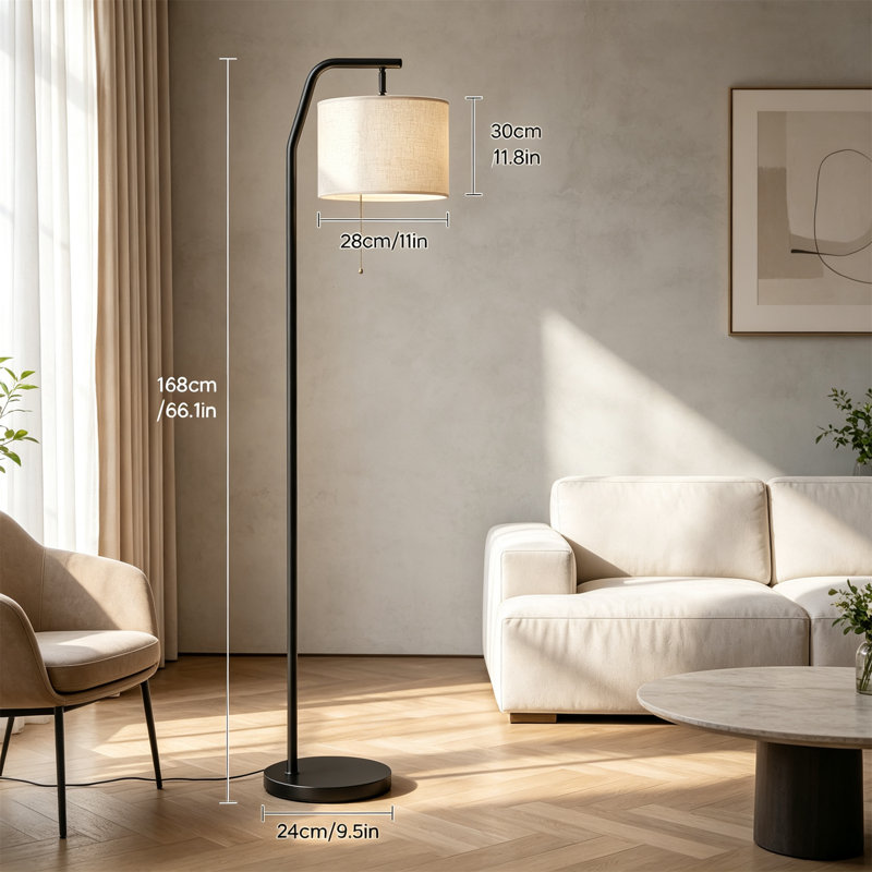 168 H cm Arched Floor Lamp, Black