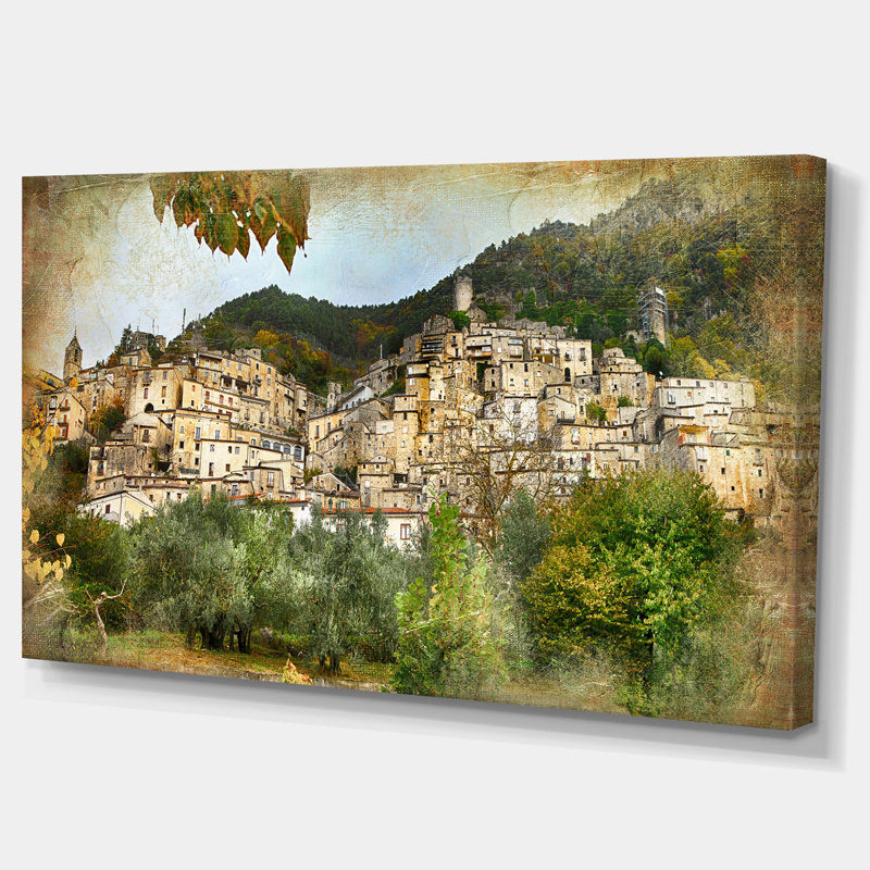 Photographie de 'vieux villages italiens', 20 "H x 40" lx 1 "p, H 36 po x L 46 po x P 1,5 po