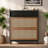 Simple Solid Wood and Rattan Narrow Shoe Cabinet