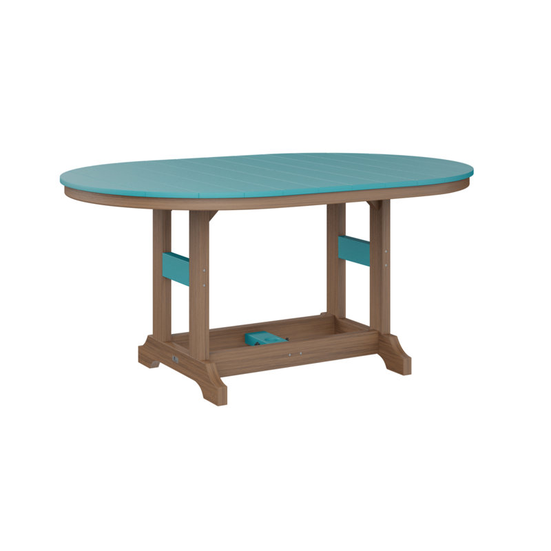 Table de salle à manger Berlin Classic, Acajou antique, Bleu Aruba