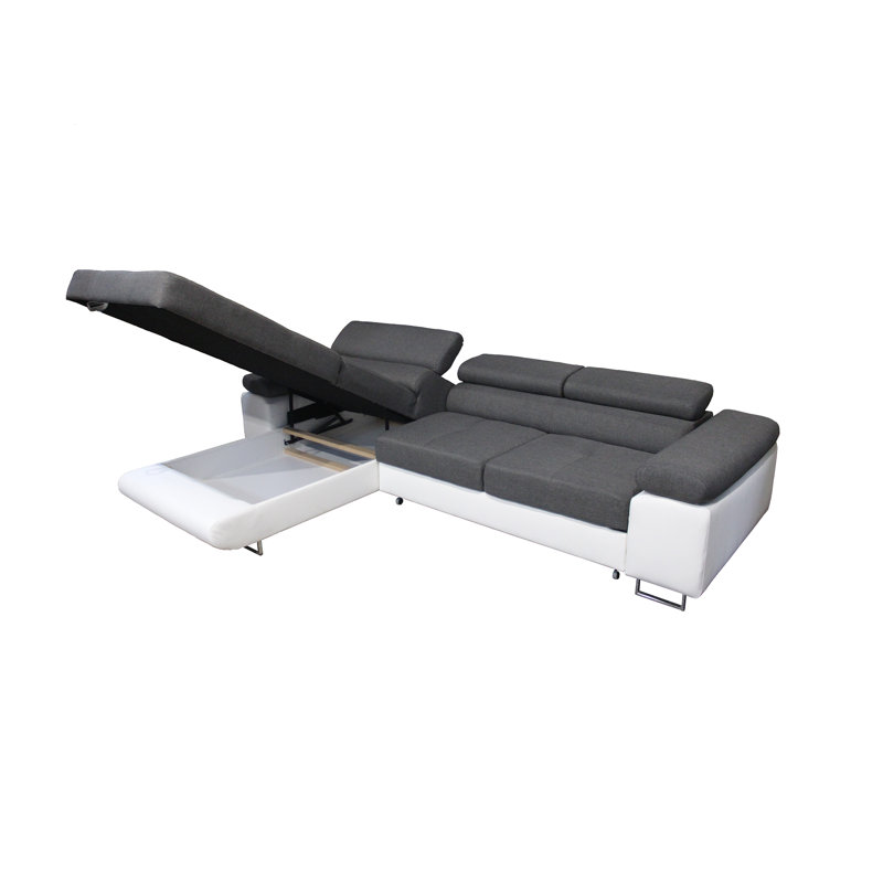 Calissa 3 Seater Corner Sofa , Right -sided, Dark gray/White - Sawana05/Dolaro511
