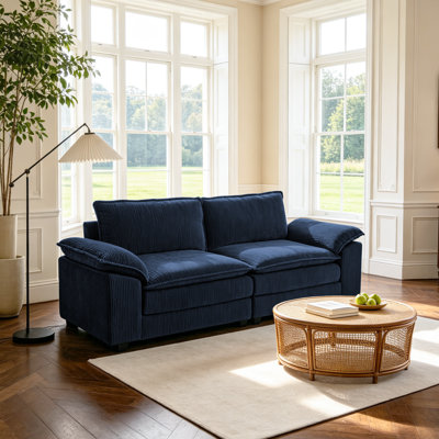 Lauretta 2-Piece Upholstered Corduroy Modular Sofa with Solid Wood Legs