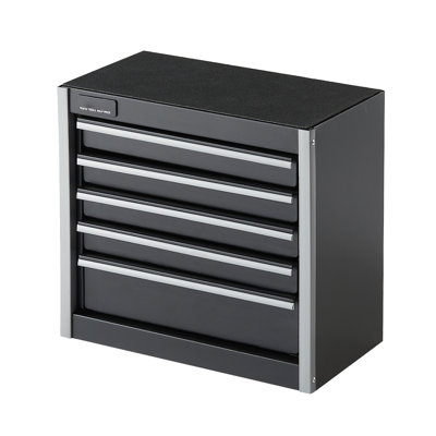 Boîte à outils portable en métal noir de 8,6 pouces avec 5 tiroirs, organisateur efficace pour les petits outils et les effets personnels, protection de rembourrage intégrée, meuble-lavabo de bureau polyvalent et pratique