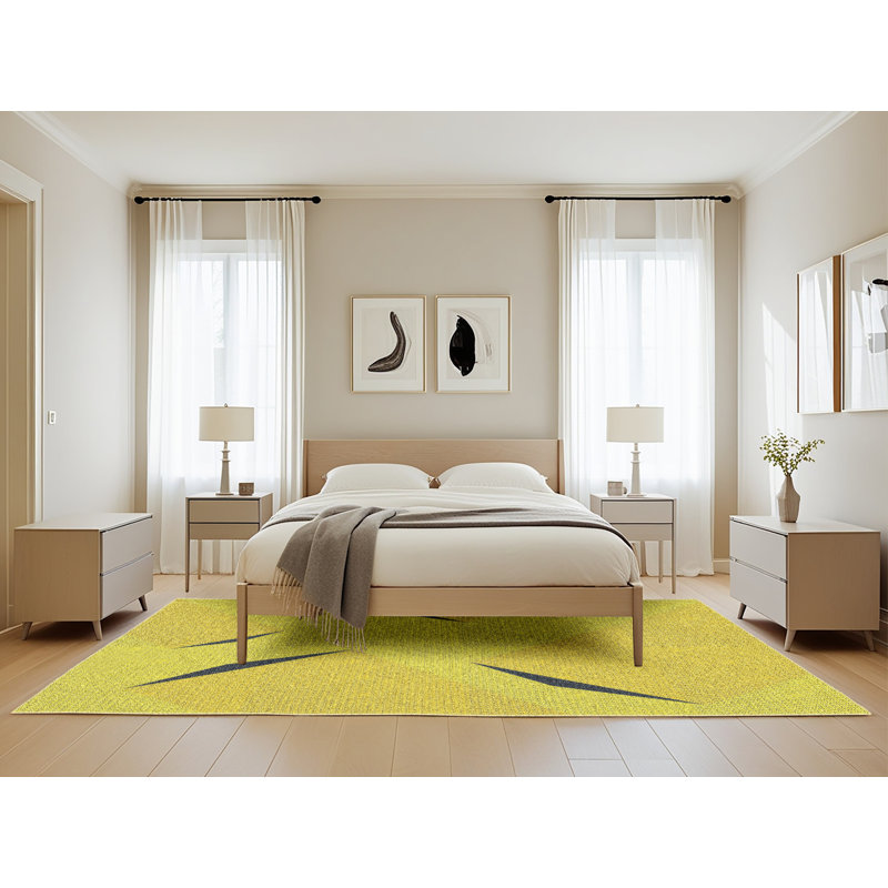 Tapis de zone jaune à motif, Rectangle 5 pi x 8 pi