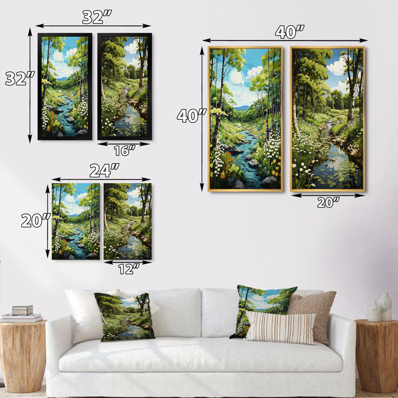 «Amercian Basswood Tree Forest», 2 pièces sur toile, Cadre blanc, H 32 po x l 32 po