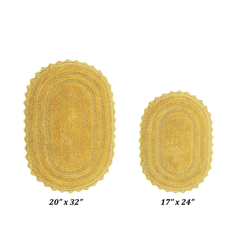Tapis pour salle de bain 100% coton Janneli, réversible, super absorbant et très doux, Jaune
