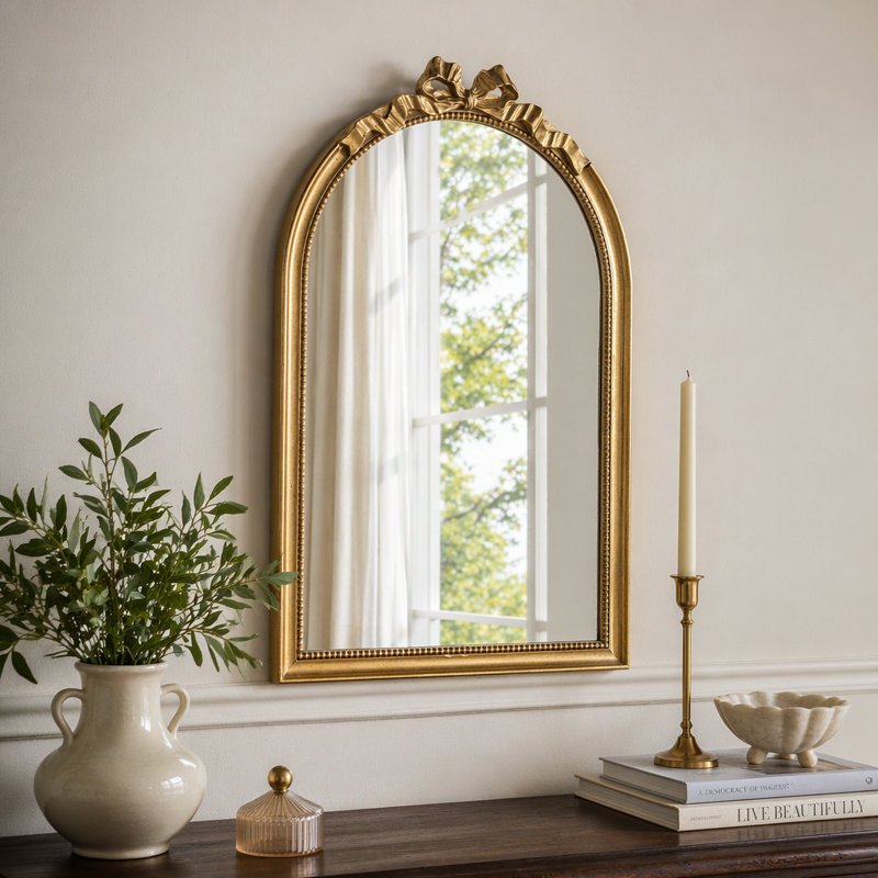 Miroir arqué de style baroque, 23,6 po x 37,3 po