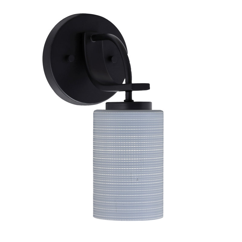Cavella Wall Sconce Shown In Matte Black Finish With 4" Glass, Blue