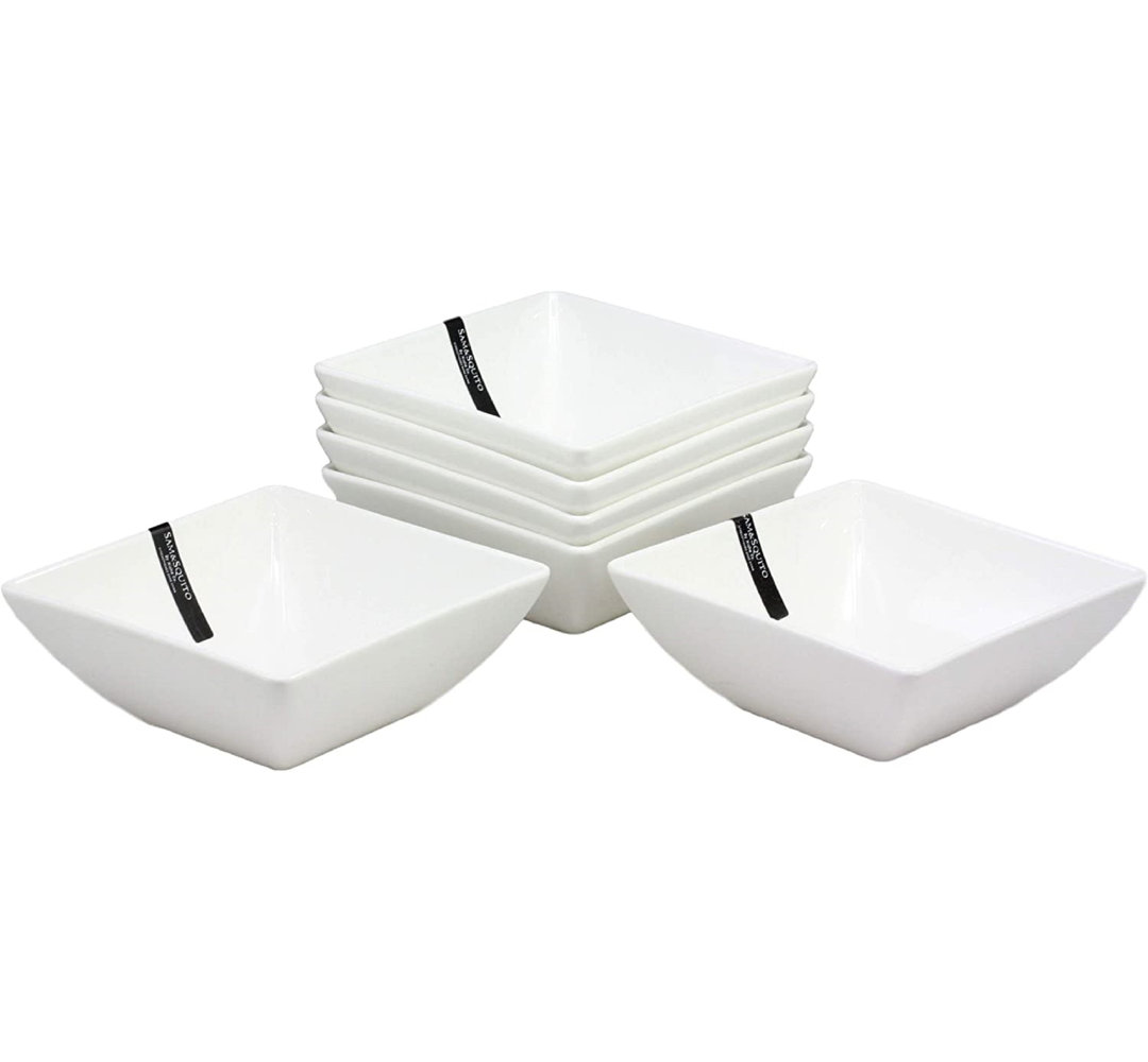 Ebros Pack Of 6 Kitchen And Dining Modern Contemporary Design Porcelain Square Bowls 18 Ounces 5.25" (Set of 6) Brayden Studio®