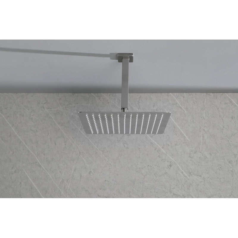 Système de douche complet avec valve brute et pomme de douche à pluie, Nickel brossé