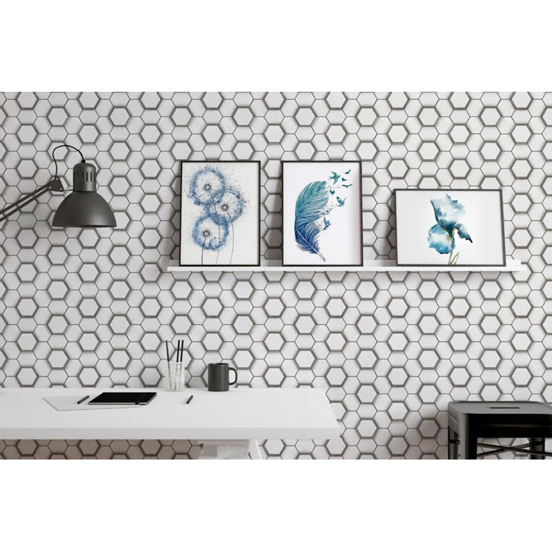 Avery 3" x 3" Honeycomb Mosaic Wall & Floor Tile, Thassos/Blanco