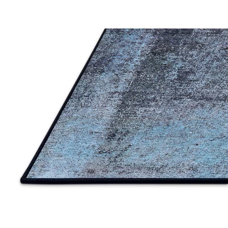 Tapis abstrait bleu / gris Retrospec, Rectangle 5 pi x 7 pi