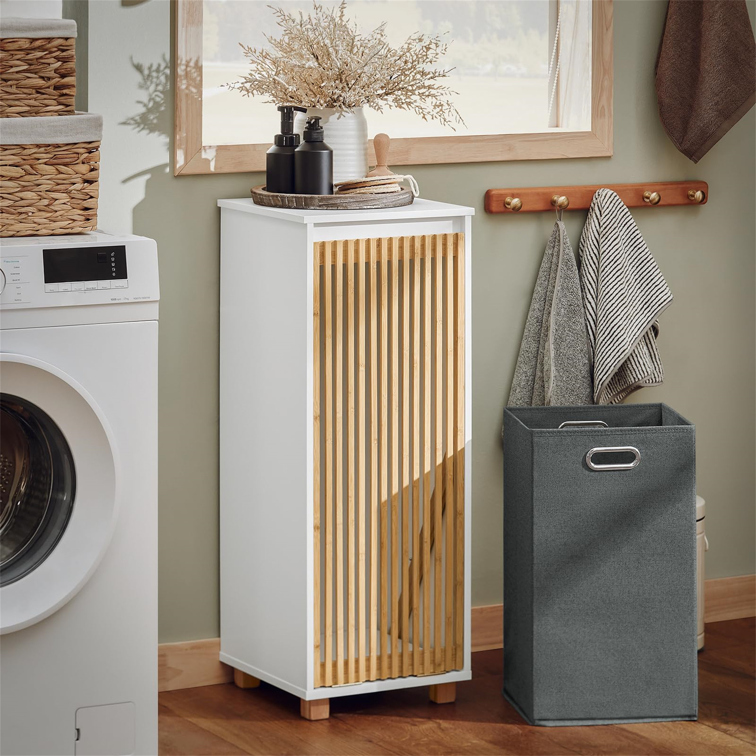 Ebern Designs Wood Cabinet Laundry Hamper | Wayfair.co.uk
