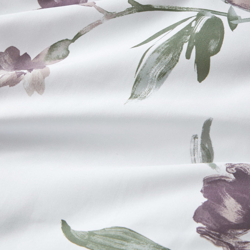Édredon et édredon doux en microfibre douce - 100% feuilles mauves à motif floral, taupe