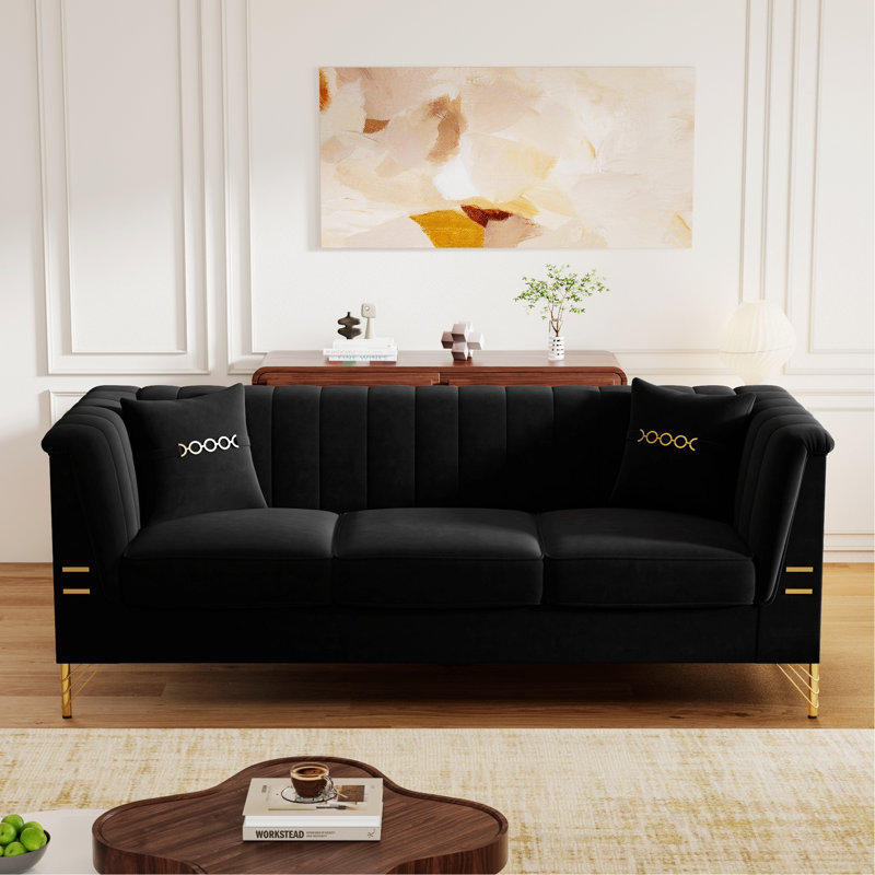 Canapé avec pieds en métal pour l'intérieur, Noir