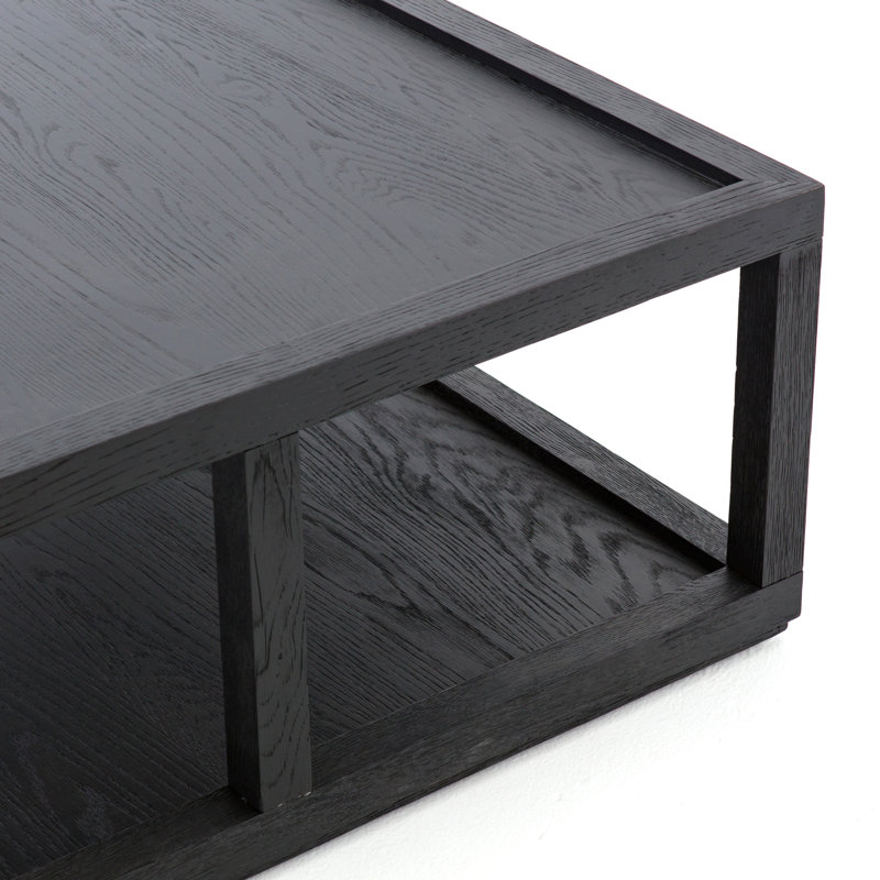 Charley Solid Wood Coffee Table, Drifted Matte Black Veneer