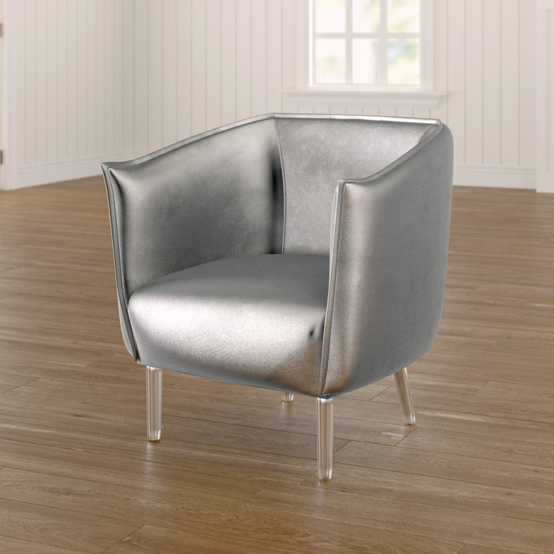 Fauteuil demi-tonneau de 30 po Remus, Velvet argent