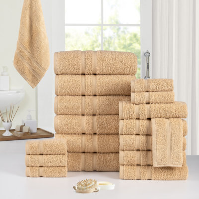 Bibb Home 18 Pc Zero Twist Egyptian Cotton Towel Set (9 colors available)
