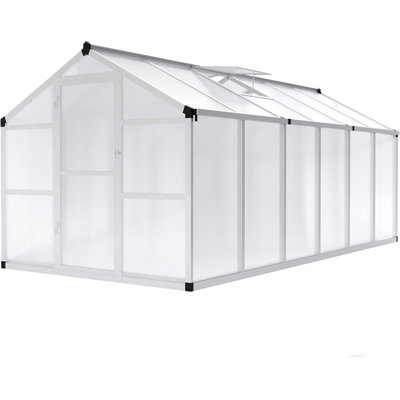 Outdoor Greenhouse, Aluminum Frame with Polycarbonate Panels, 8 ft. W x 12 ft. D, Roof Ventilated Design for Patio and Garden Use