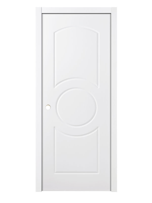Porte intérieure stratifiée blanche Ovalo, 36 po x 80 po