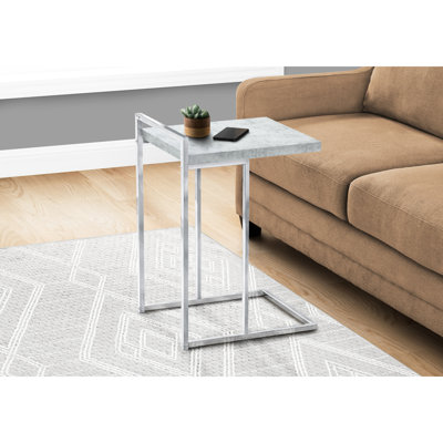 Table d'appoint grise en stratifié avec poignée en métal portable pour les espaces de chambre à coucher rectangulaires et la base de n'importe quelle pièce