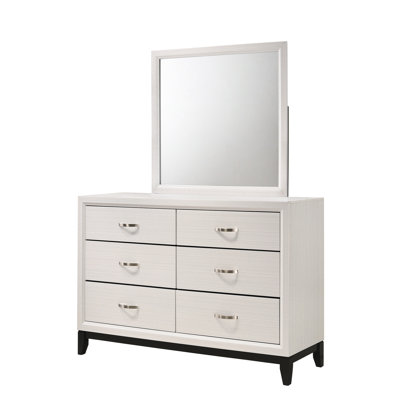 1pc Contemporary 6-Drawer Dresser White Finish Wooden Bedroom Furniture