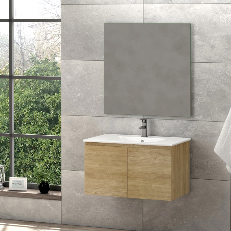 Ensemble de meuble-lavabo mural simple 32" avec miroir Jasso