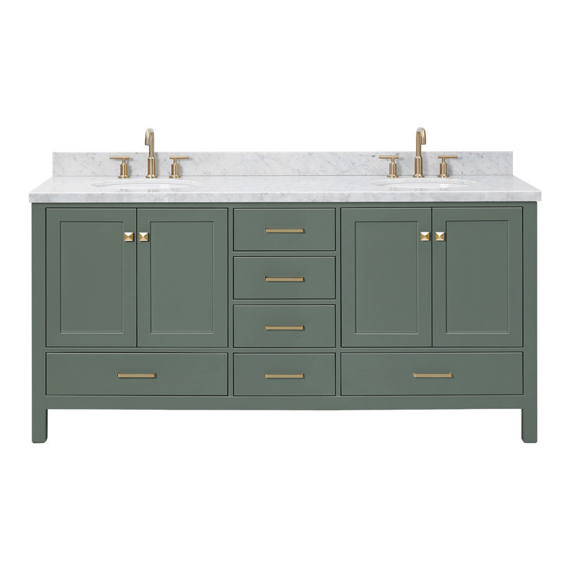 Ensemble de meuble-lavabo double 73 po Amariani, Vert rétro