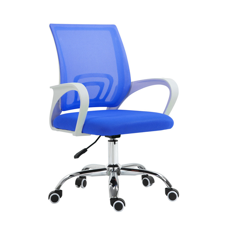 Chaise de travail en coton Dolence, Bleu, Blanc