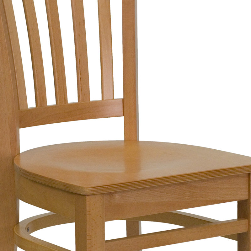 Orlison Vertical Slat Back Wooden Restaurant Chair, Natural Wood, Vinyl Natural