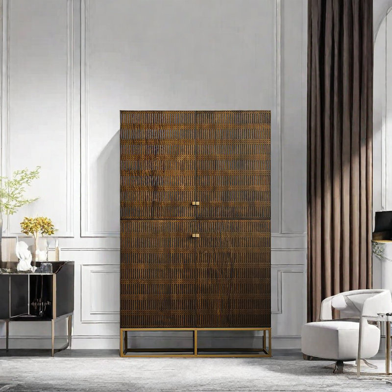Armoire d'appoint sculptée simple, H 77,95 po x l 47,24 po x P 18,90 po