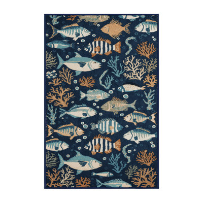 Washable Sea Life Nautical Area Rug