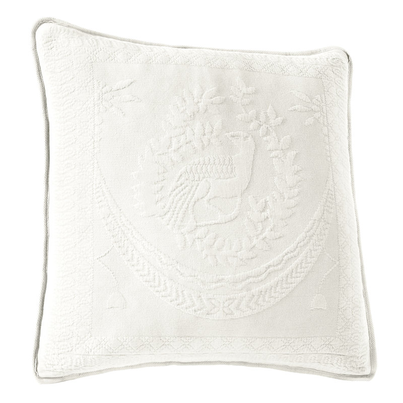 Matelasse Square Cotton Pillow Cover, 20"H x 20"W, White