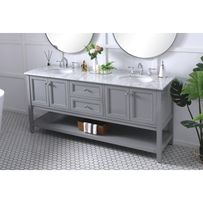 Nicholas 72'' Double Bathroom Vanity with Carrara Marble Top