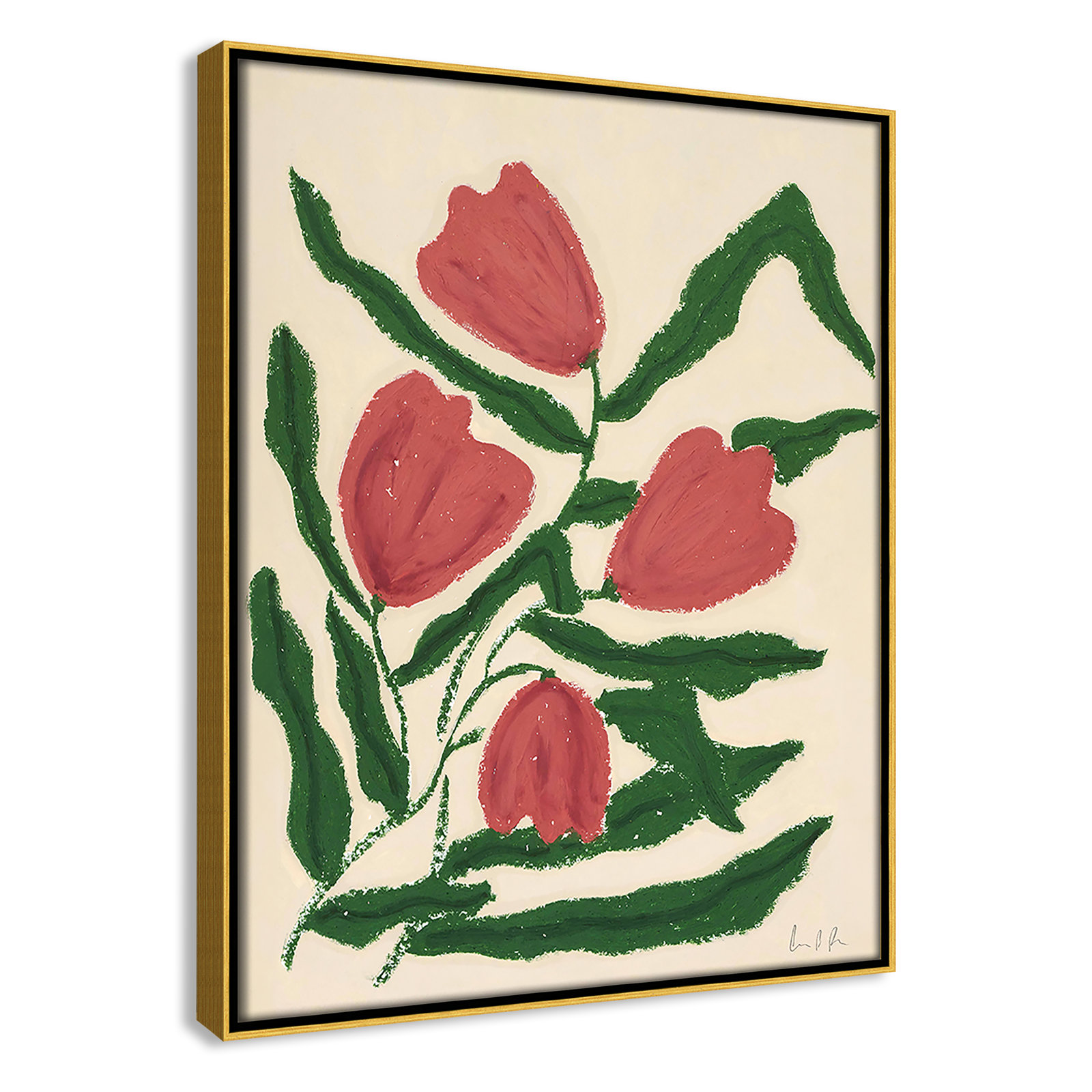 Red Tulips  Print by Camilla Bergqvist, 15.5" H x 12.5" W, Gold