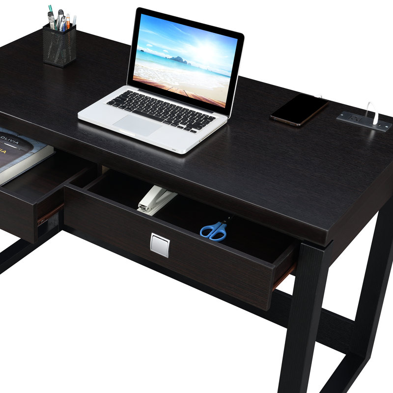 Sarhan Writing Desk with Power Outlet, Espresso