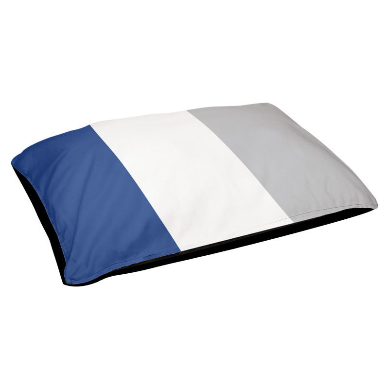 Coussin rectangulaire designer St Louis, Moyen (L 30 po x l 40 po), Bleu royal / blanc / gris