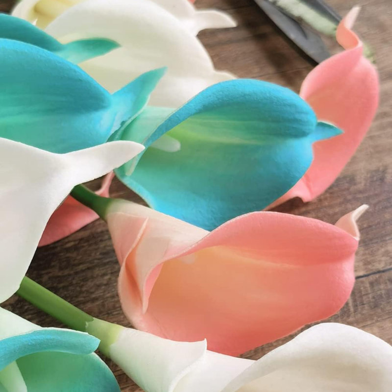 12Pcs Peacock Blue Artificial Calla Lily Flowers