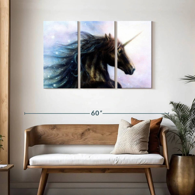 Kelan Black Unicorn, 28" H x 45" W