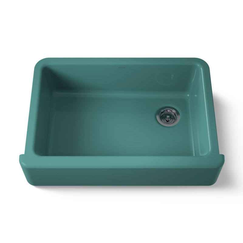 Whitehaven® 33" x 22" Self-Trimming Under-Mount Single-Bowl Kitchen Sink with Tall Apron, Teal