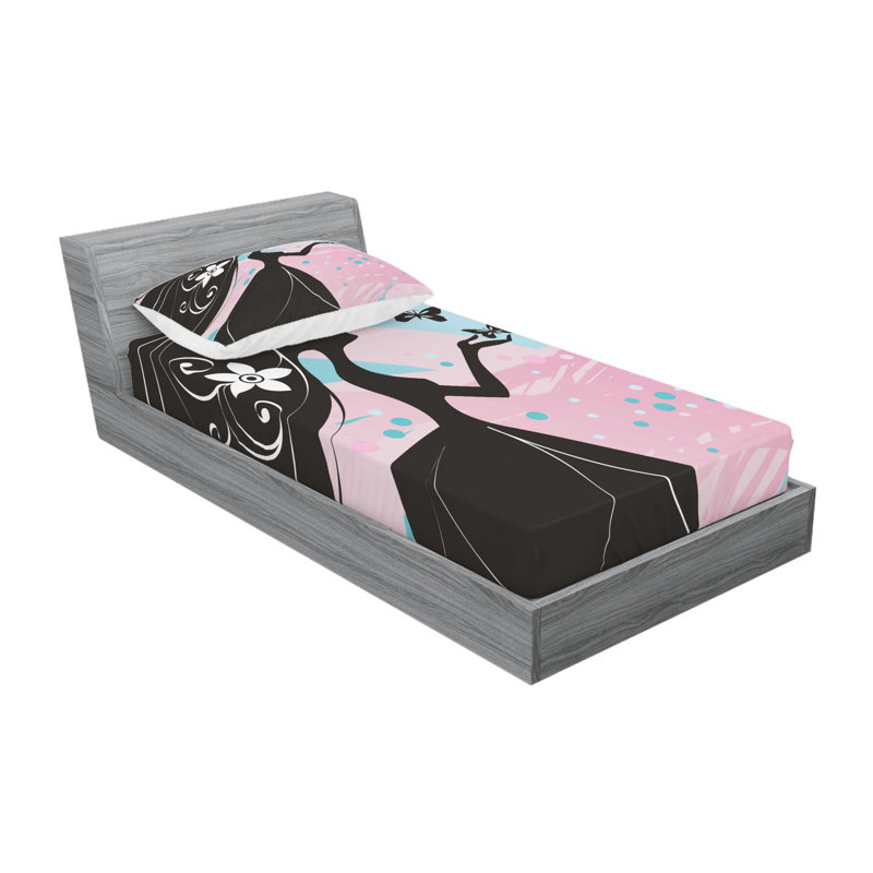 Ensemble de draps Madam Butterfly Head, Ensemble de draps pour lit simple TG avec drap-hou