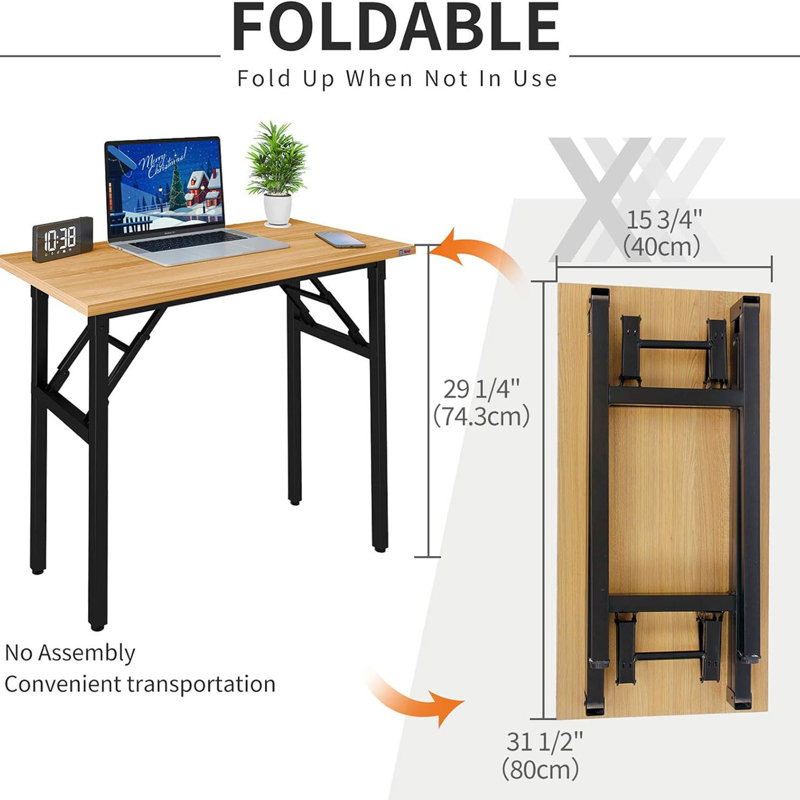 Need Small Desk 31 1/2" No Assembly Foldable Writing Table,Sturdy And Heavy Duty Folding Computer Desks For Small Space/Home Office/Dormitory AC5BW(80 * 40)