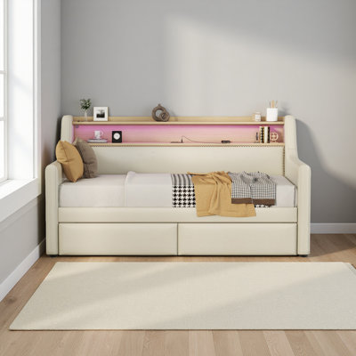 Lit de jour simple avec tiroirs de rangement