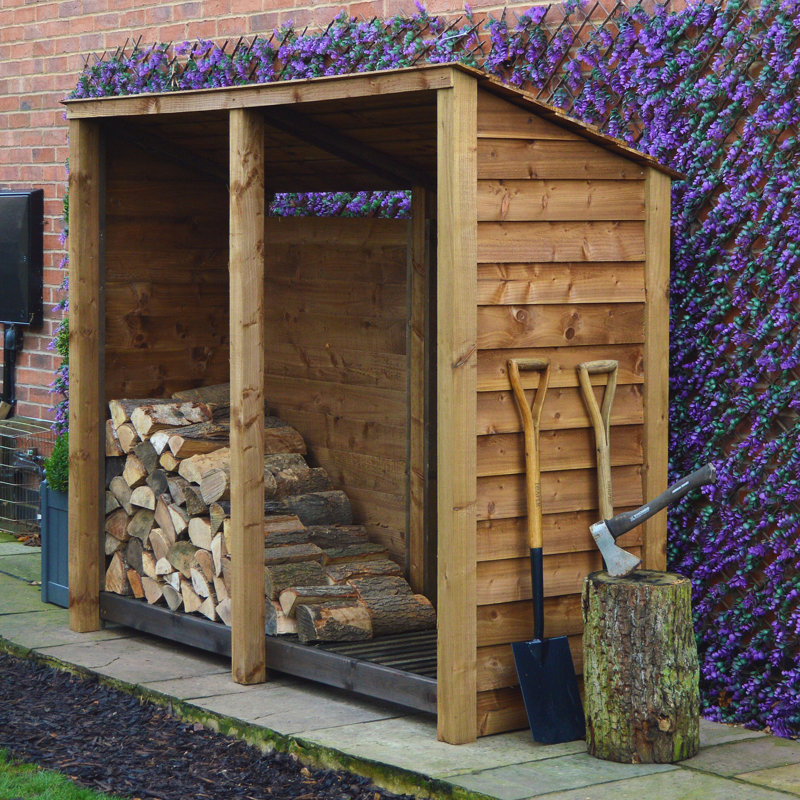 Troutville 230cm W x 74.5cm D Solid Wood Log Store, Rustic Brown